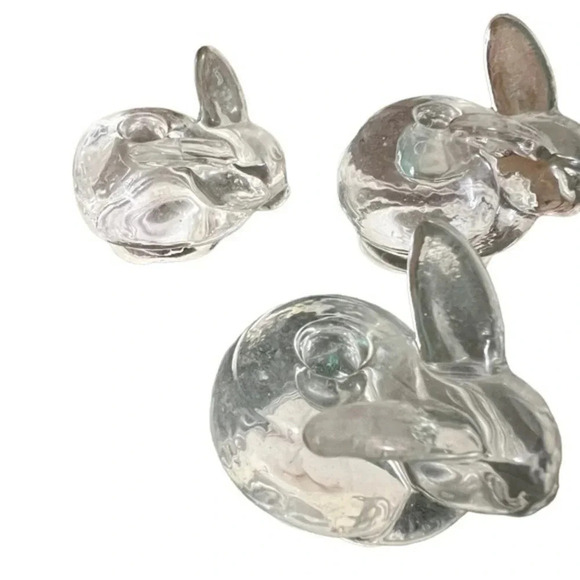 Vintage Glass Bunny‎ Candleholders Figurines - Picture 2 of 5